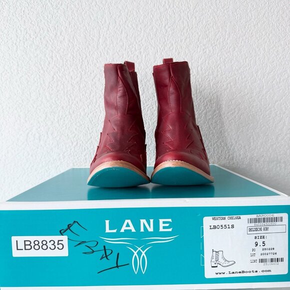 Lane CHELSEA Womens Cowboy Bootie 9.5 Western Red Short Cowgirl Ankle Boots - Picture 12 of 13